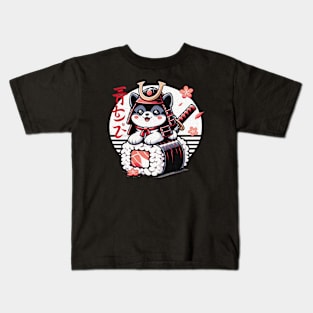 Kawaii Samurai Animal Puppy Dog Warrior with Katana Cute on Sushi Japanese Kids T-Shirt